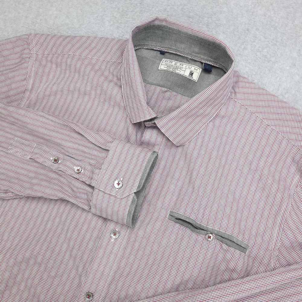 7 Diamonds Premium Dress Shirt Men's L Long Sleeve Button‎ Down Shirt Plaid